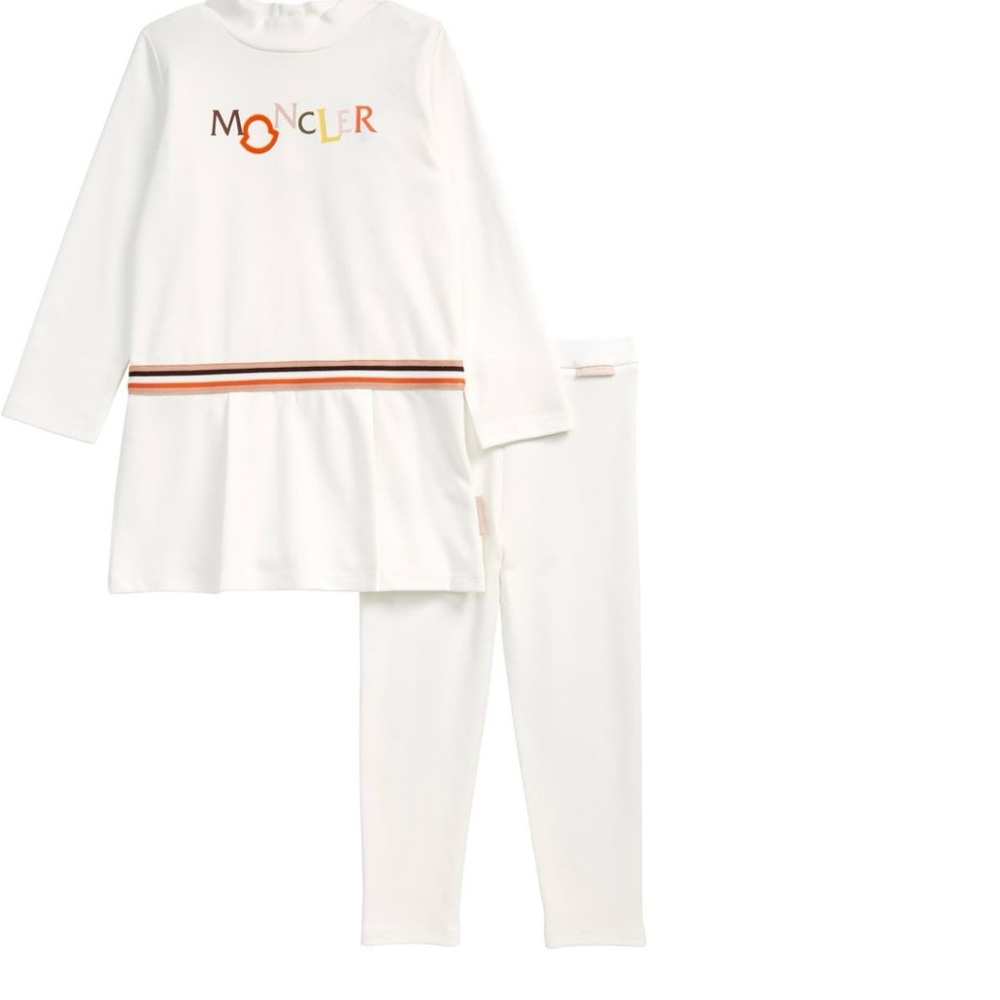 Toddler Girl Moncler logo Graphic dress with leggings set. Size 3